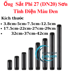 Ống Sắt Tròn Phi 27 Sơn Tĩnh Điện Màu Đen Nhiều Kích Thước Khớp Nối Nhanh Lota
